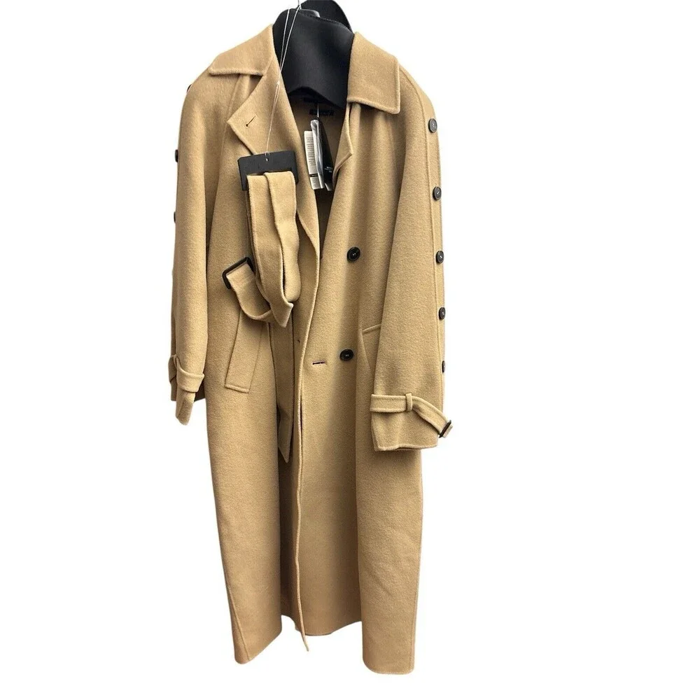 Weekend Max Mara Natale Wool Belted Trench Coat Color Beige US Size 8 New $1225